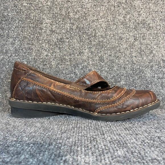 Clarks Brown Mary Jane Slip On Comfort Flats Shoes Comfort Elastic Womens 10 - Picture 2 of 7